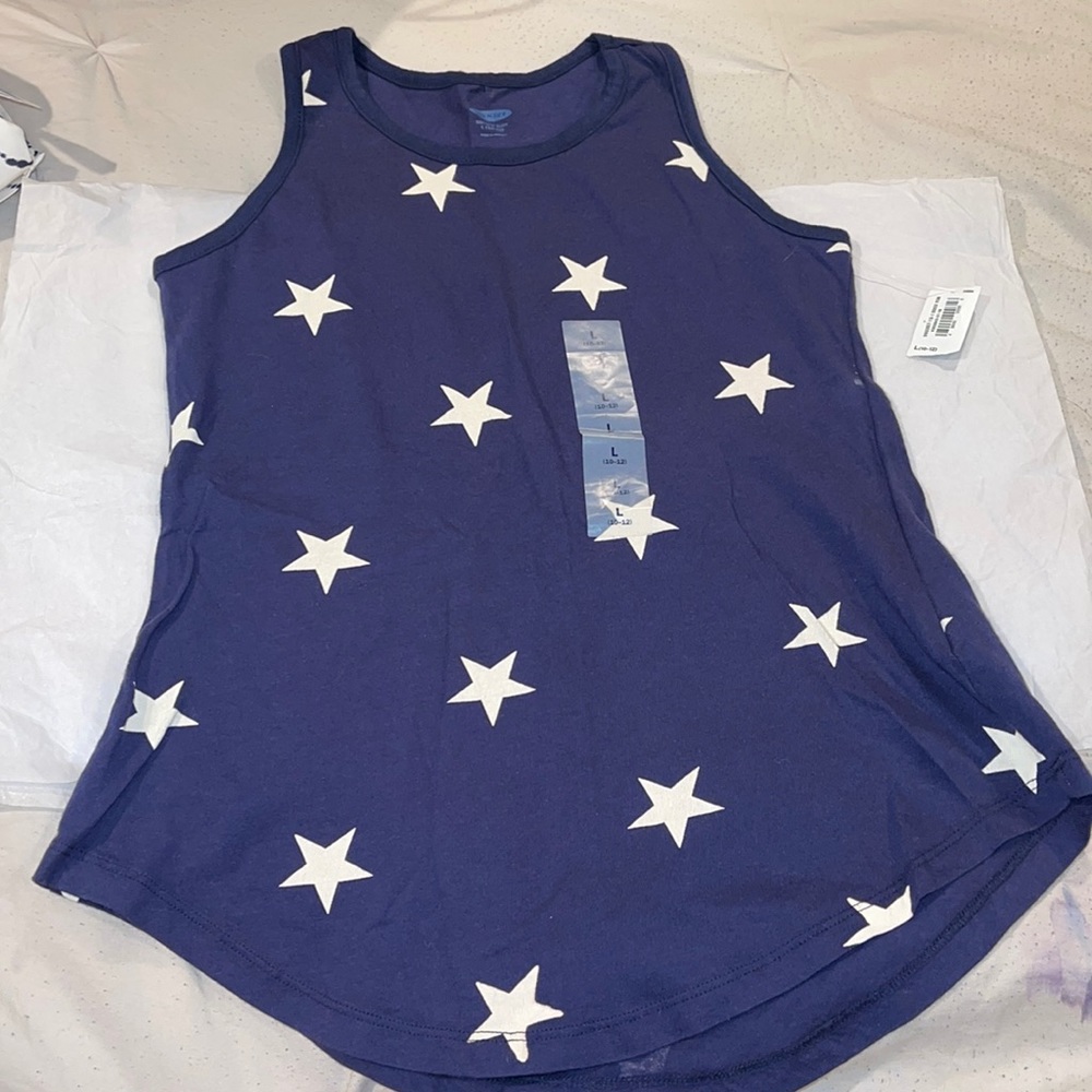 Blue with white stars tank top for girls